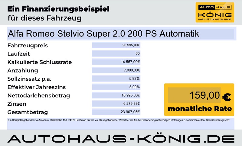 Fahrzeugabbildung Stelvio MY21 SUPER 2.0 *KLIMA*SHZG*PDC*ALLW Bild 18 von 18