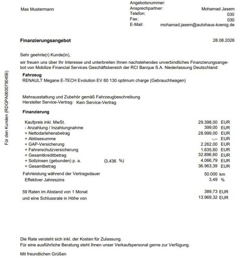 Fahrzeugabbildung Megane E-TECH Evolution EV 60 130 optimum charge Bild 20 von 20